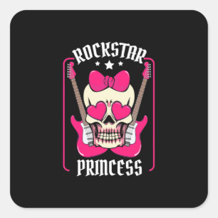 Xmas Gift Rockstar Princess Skull Square Sticker