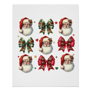 Xmas Gift Santa & Bow Poster
