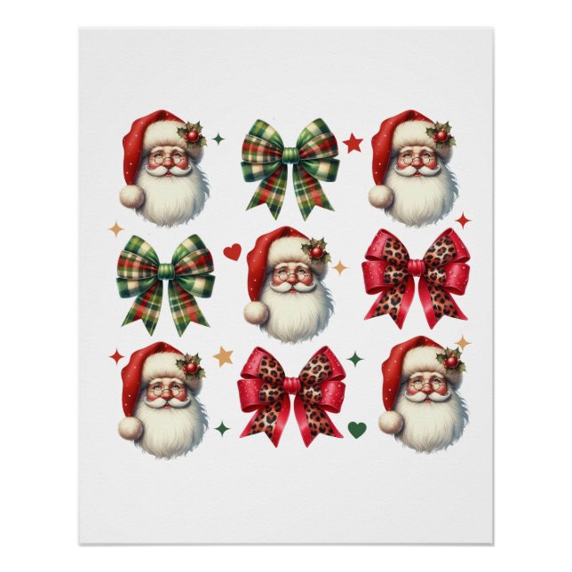 Xmas Gift Santa & Bow Poster (Front)