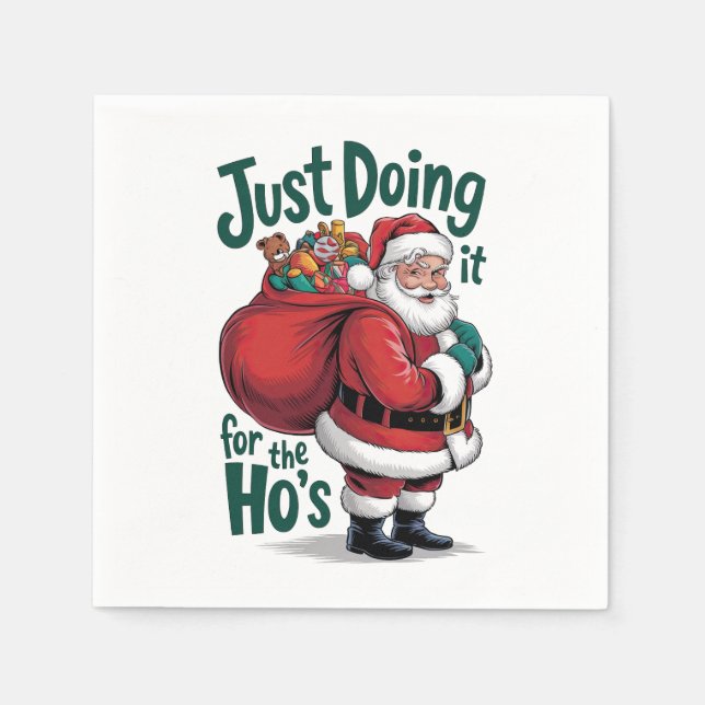 Xmas Gift Santa Claus Just Doing It Napkin (Front)