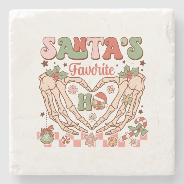 Xmas Gift Santa's Favourite Ho Stone Coaster (Front)