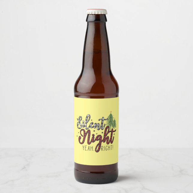 Xmas Gift Silent Night Yeah Beer Bottle Label (Front)
