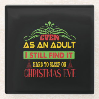 Xmas Gift Sleep On Christmas Eve Glass Coaster