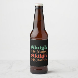 Xmas Gift Sleigh My Name Beer Bottle Label