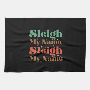 Xmas Gift Sleigh My Name Tea Towel