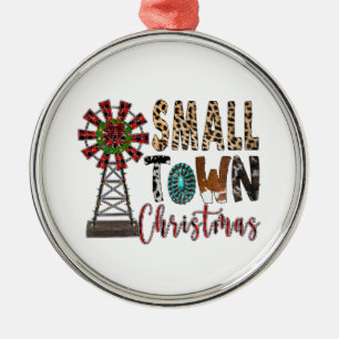Xmas Gift Small Town Christmas Metal Ornament