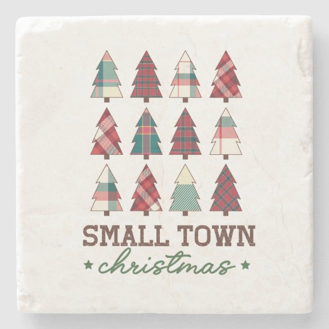 Xmas Gift Small Town Christmas Stone Coaster (Front)