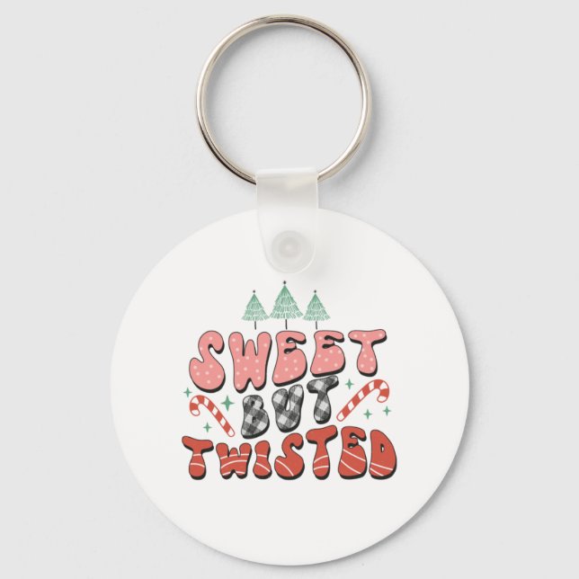 Xmas Gift Sweet But Twisted Key Ring (Front)