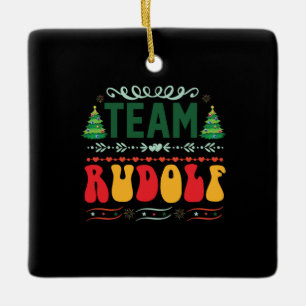 Xmas Gift Team Rudolf Ceramic Ornament
