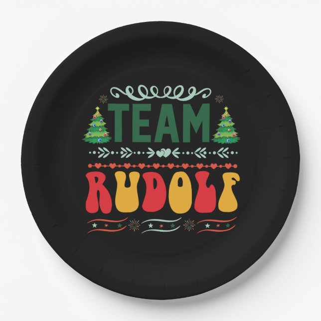 Xmas Gift Team Rudolf Paper Plate (Front)