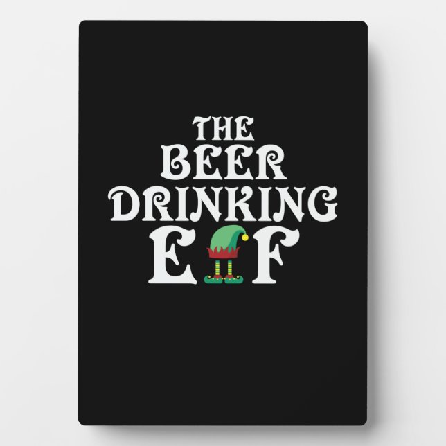 Xmas Gift The Beer Drinking Elf Plaque (Front)
