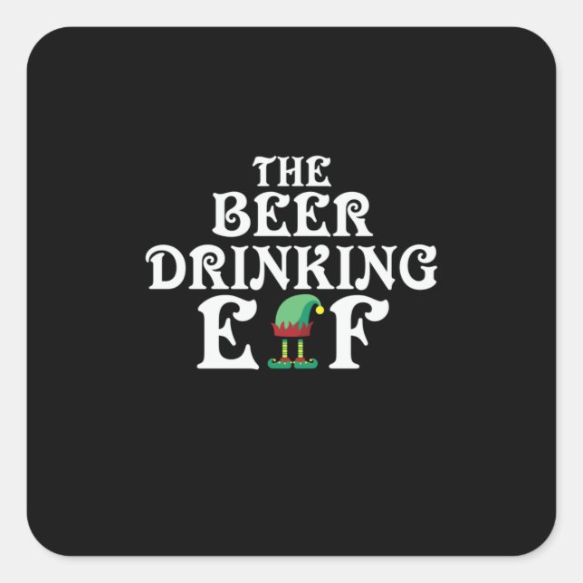 Xmas Gift The Beer Drinking Elf Square Sticker (Front)