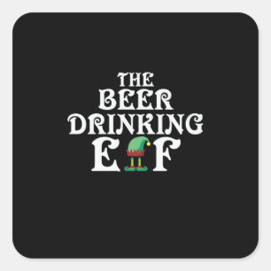 Xmas Gift The Beer Drinking Elf Square Sticker