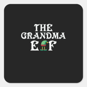 Xmas Gift The Grandma Elf Square Sticker