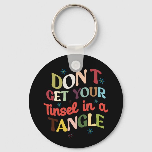 Xmas Gift Tinsel In A Tangle Key Ring (Front)
