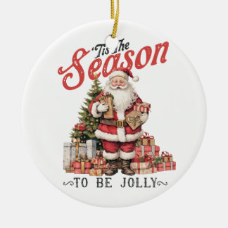 Xmas Gift Tis The Season Ceramic Ornament