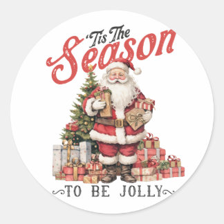 Xmas Gift Tis The Season Classic Round Sticker