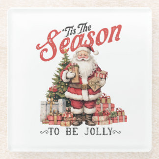 Xmas Gift Tis The Season Glass Coaster