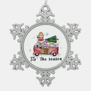 Xmas Gift Tis The Season Snowflake Pewter Christmas Ornament