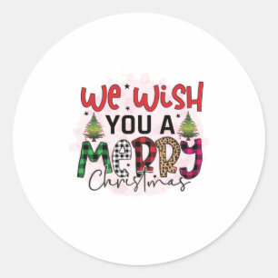 Xmas Gift We Wish You A Merry Christmas Classic Round Sticker