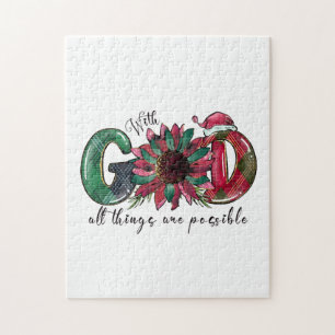 Xmas Gift With God All Things Are Possible Jigsaw Puzzle