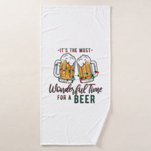 Xmas Gift Wonderful Time For A Beer Bath Towel