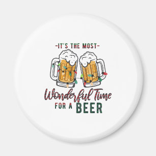 Xmas Gift Wonderful Time For A Beer Magnet