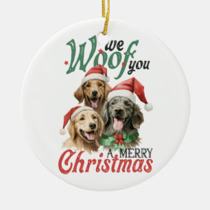 Xmas Gift Woof Merry Christmas Ceramic Ornament