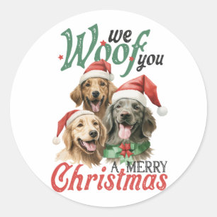 Xmas Gift Woof Merry Christmas Classic Round Sticker