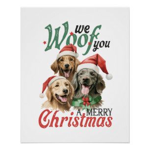 Xmas Gift Woof Merry Christmas Poster