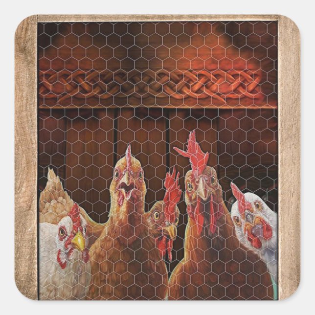 xmas gifts for farmer hen chicken rooster coop square sticker (Front)