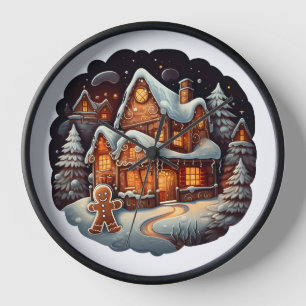 Xmas Gingerbread man house Clock