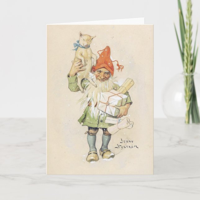 Xmas Gnome Retro Vintage Christmas Card (Front)