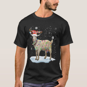 Xmas Goat Xmas Lights Santa Reindeer Goat Lover T-Shirt