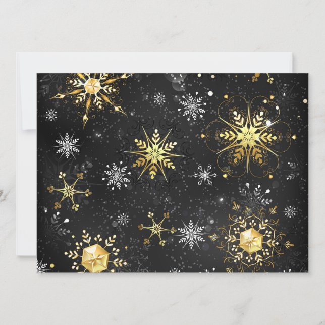 Xmas Golden Snowflakes on Black Background (Front)