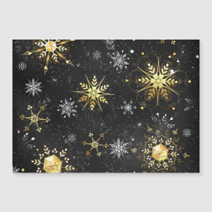 Xmas Golden Snowflakes on Black Background