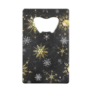 Xmas Golden Snowflakes on Black Background