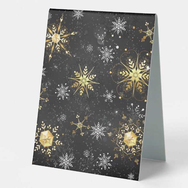 Xmas Golden Snowflakes on Black Background (Front)