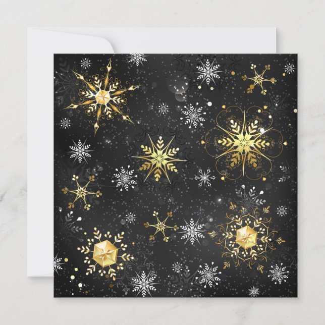Xmas Golden Snowflakes on Black Background (Front)