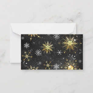 Xmas Golden Snowflakes on Black Background Advice Card