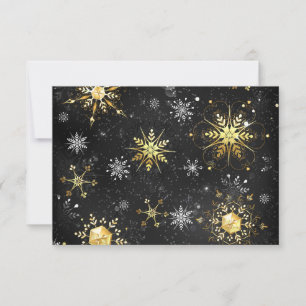 Xmas Golden Snowflakes on Black Background Announcement