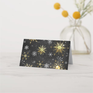 Xmas Golden Snowflakes on Black Background Appointment Card