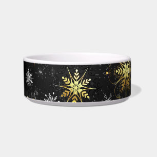 Xmas Golden Snowflakes on Black Background Bowl