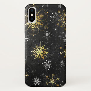 Xmas Golden Snowflakes on Black Background Case-Mate iPhone Case