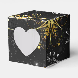 Xmas Golden Snowflakes on Black Background Favour Box
