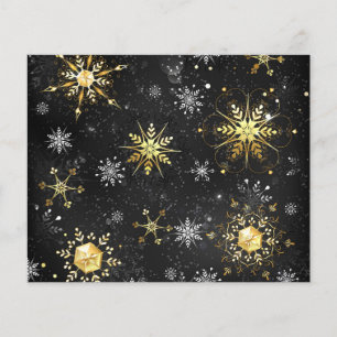 Xmas Golden Snowflakes on Black Background Flyer