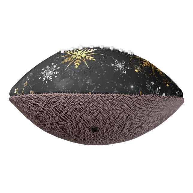Xmas Golden Snowflakes on Black Background Football (Rotated 270)