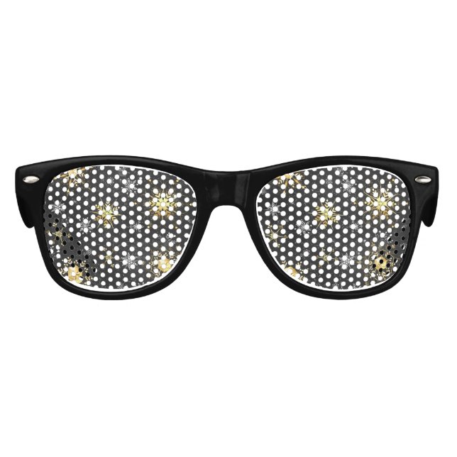 Xmas Golden Snowflakes on Black Background Kids Sunglasses (Front)