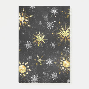Xmas Golden Snowflakes on Black Background Post-it Notes
