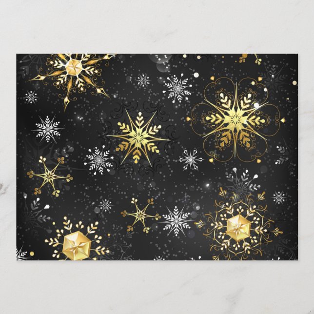 Xmas Golden Snowflakes on Black Background Program (Front)